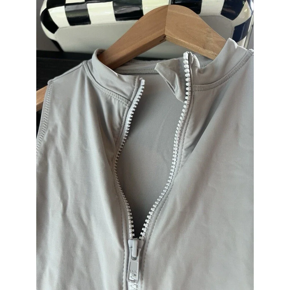 Skims Recycled Swim Sleeveless One Piece Chrome Silver Gray M NWT